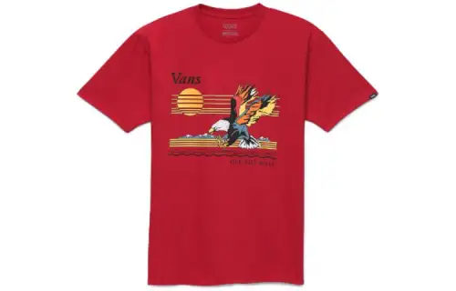 Vans SOARING EAGLE SS T Shirts Unisex Red Crew Neck Moderate Straight Fit