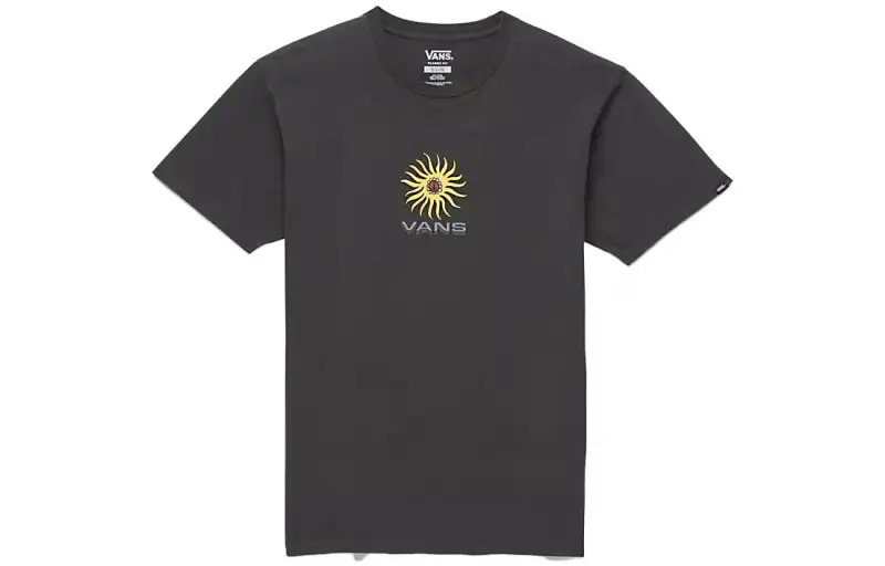 Vans T Shirts Unisex Black Crew Neck Moderate Straight Fit