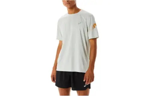 ASICS T Shirts Men's White Crew Neck Moderate Straight Fit