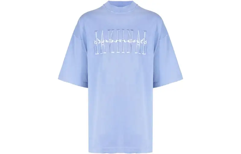 Vetements T Shirts Men's Blue Crew Neck Moderate Straight Fit