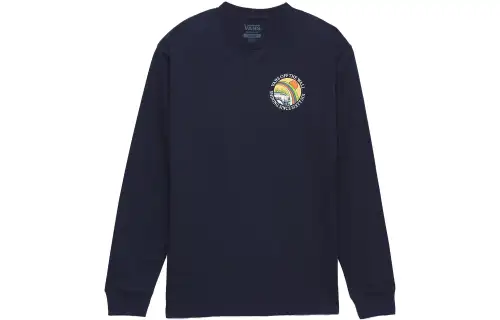 Vans T Shirts Unisex Blue Crew Neck Moderate Straight Fit