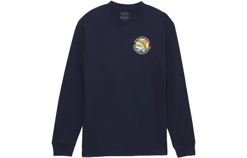 Vans T Shirts Unisex Blue Crew Neck Moderate Straight Fit