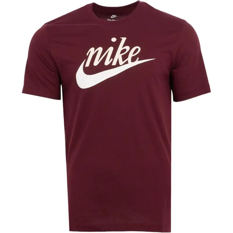 Nike T Shirts Men's Burgundy Crew Neck Moderate Straight Fit