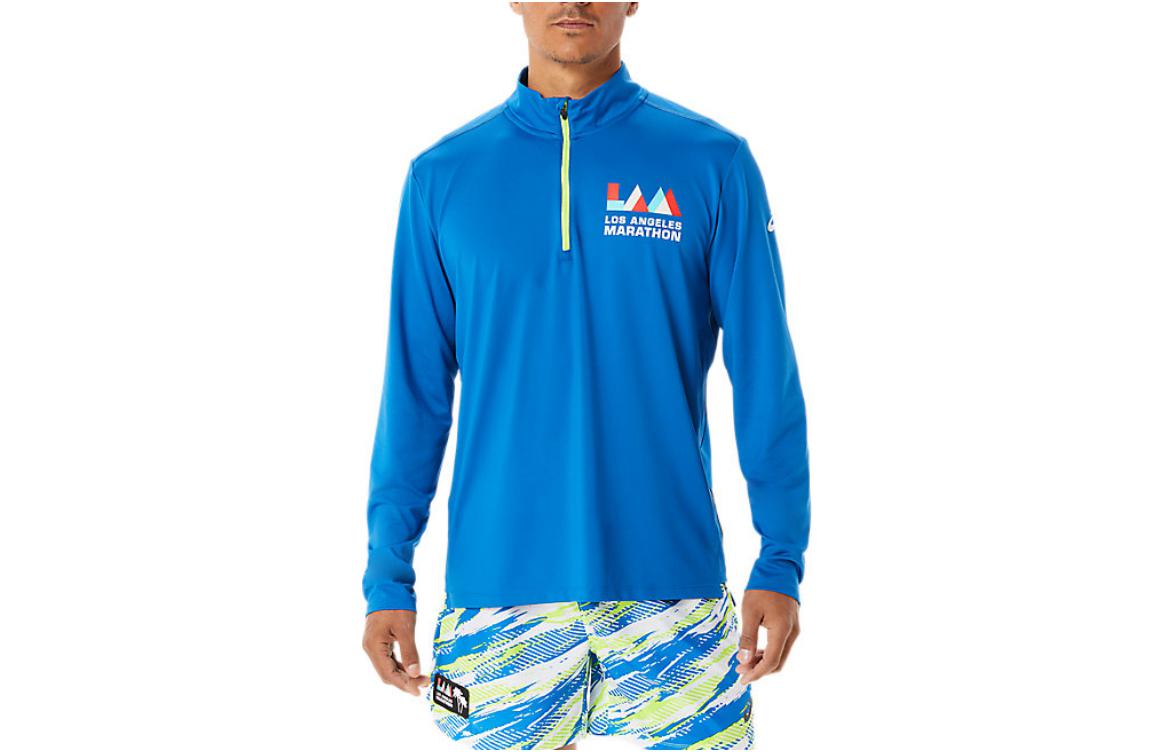 Asics Ready Set Half Zip Lam T Shirt Men's Blue