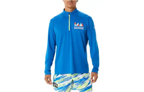 Asics Ready Set Half Zip Lam T Shirt Men's Blue