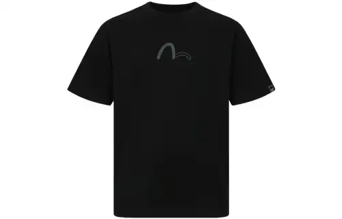 EVISU T Shirts Men's Black Crew Neck Moderate Straight Fit