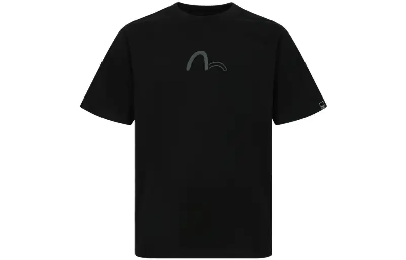 EVISU T Shirts Men's Black Crew Neck Moderate Straight Fit