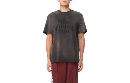 Golden Goose T Shirts Men's Charcoal Black Crew Neck Moderate Straight Fit