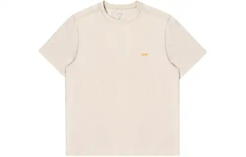 ASICS T Shirts Unisex Beige Crew Neck Moderate Other