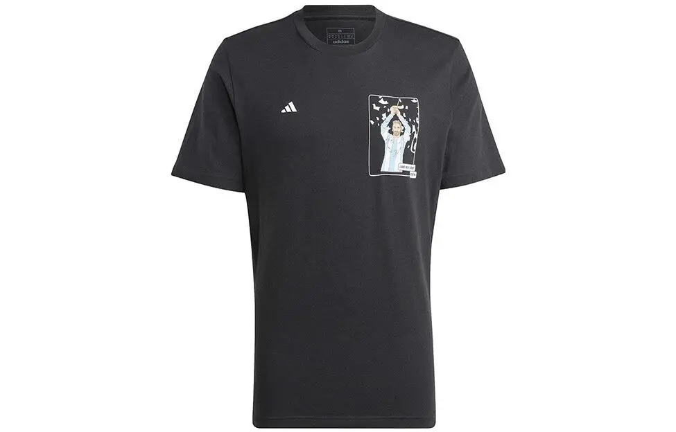 Adidas T-Shirts Men's Black Crew Neck Moderate Straight Fit