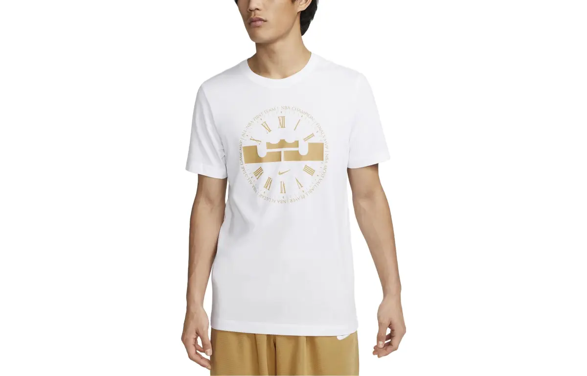 Nike T-Shirts Men's White Crew Neck Moderate Straight Fit