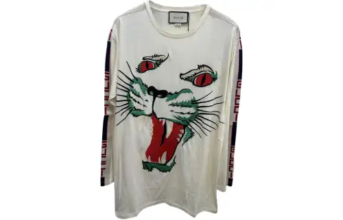 GUCCI T Shirts Unisex Ecru Crew Neck Moderate Straight Fit