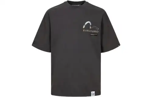 EVISU T Shirts Men's Gray Crew Neck Moderate Straight Fit