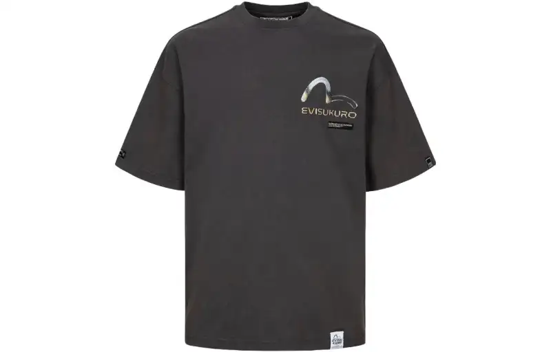 EVISU T Shirts Men's Gray Crew Neck Moderate Straight Fit