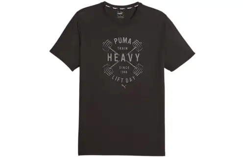 PUMA TRACK MEET T Shirts Men's Black Crew Neck Moderate Straight Fit