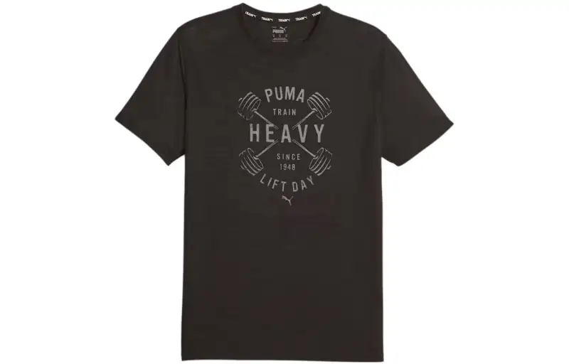 PUMA TRACK MEET T Shirts Men's Black Crew Neck Moderate Straight Fit