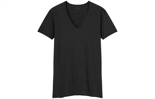 UNIQLO T Shirts Men's Black V Neck Moderate Straight Fit
