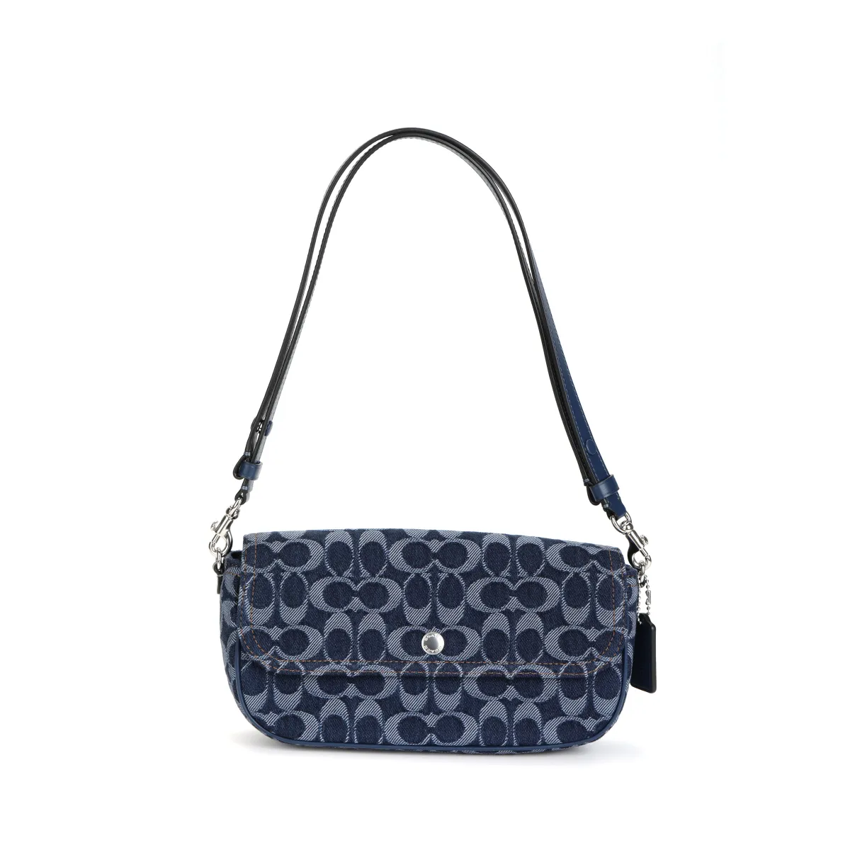 COACH Brook Flap Fabric Handbag, Shoulder Bag Medium Women's Blue