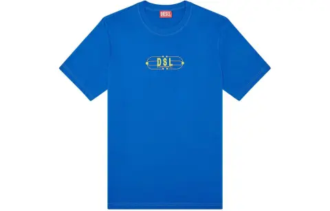 DIESEL T-Shirts Men's Blue Crew Neck Moderate Other