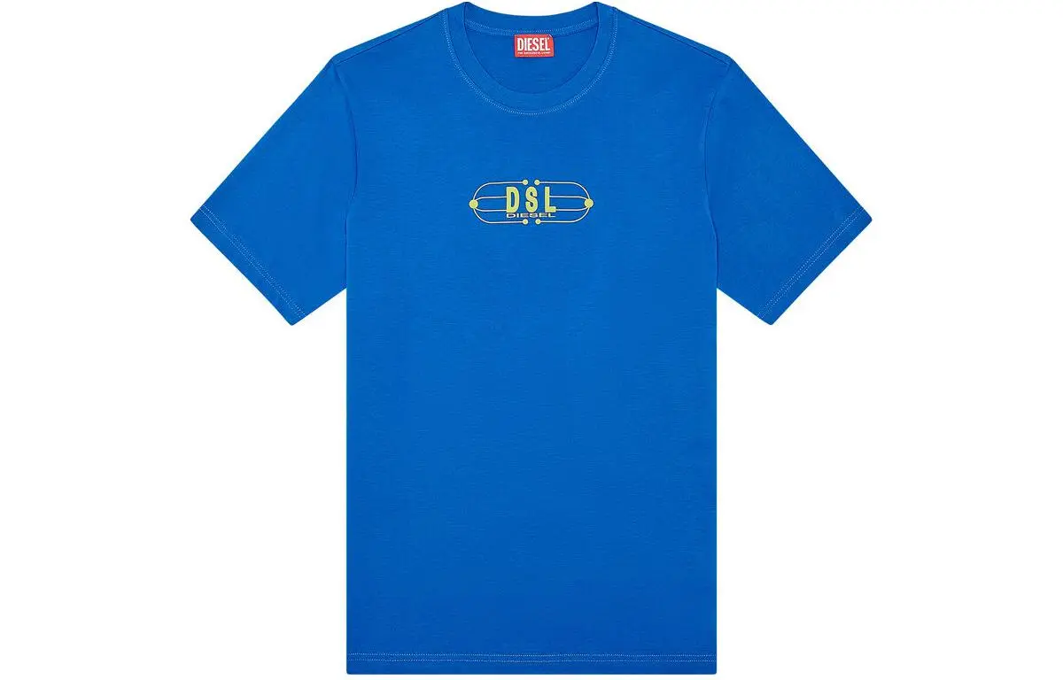 DIESEL T-Shirts Men's Blue Crew Neck Moderate Other