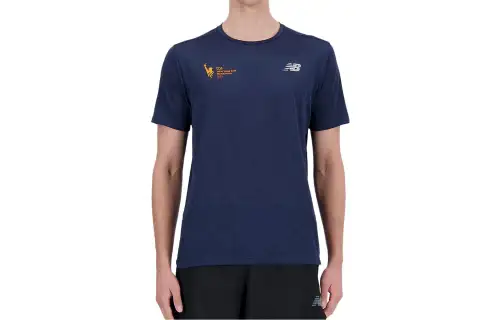 New Balance T Shirts Men's Blue Crew Neck Moderate Straight Fit
