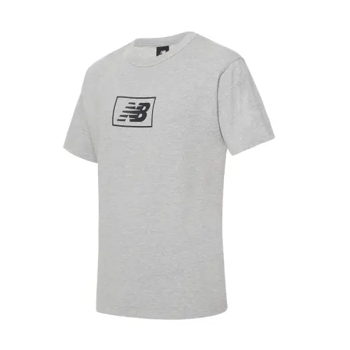 New Balance T Shirts Men's Gray Crew Neck Moderate Straight Fit