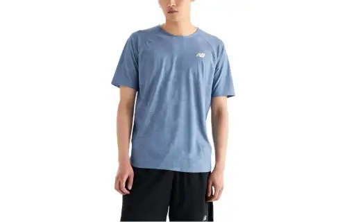 New Balance T Shirts Men's Blue Crew Neck Moderate Other