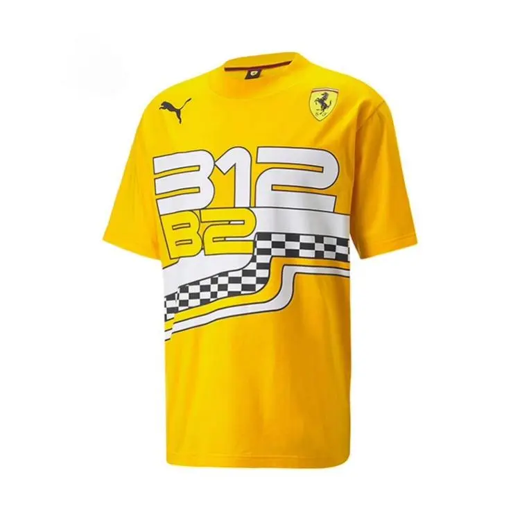 PUMA T-Shirts Men's Yellow Crew Neck Moderate Straight Fit