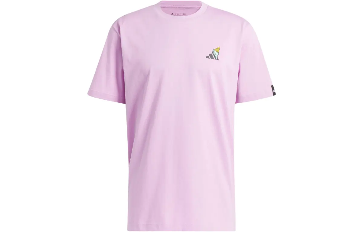 Adidas T-Shirts Men's Pink Crew Neck Moderate Straight Fit