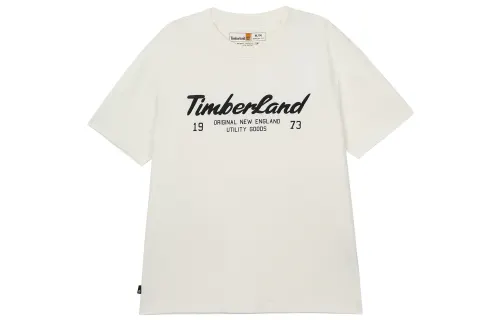 Timberland T Shirts Men's Vintage White Crew Neck Moderate Straight Fit