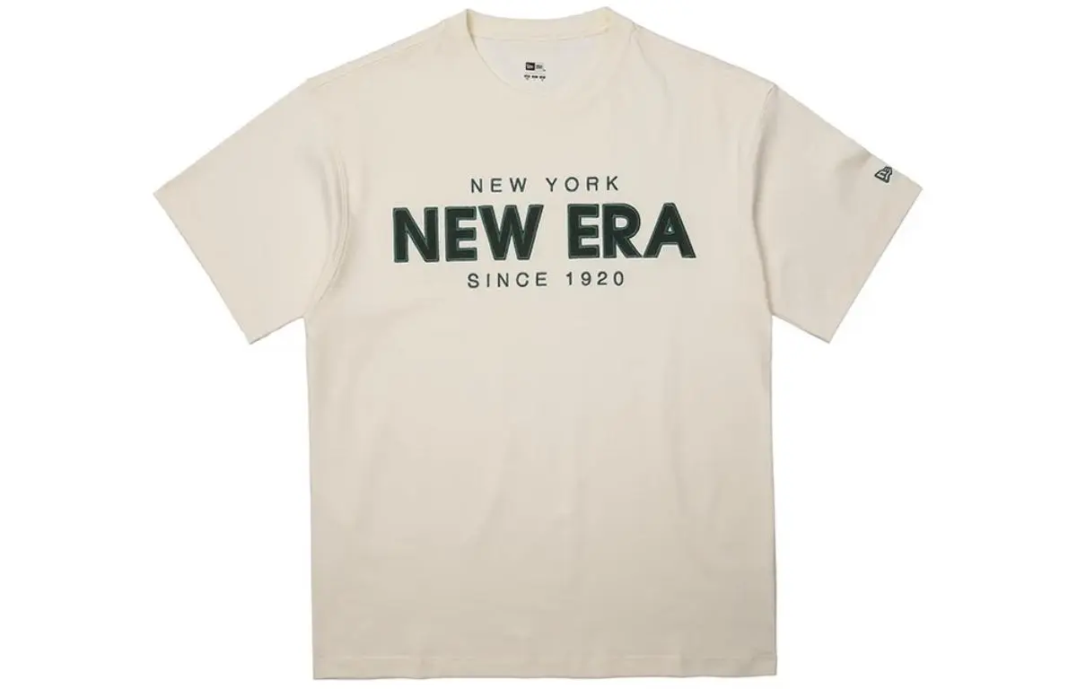 New Era T-Shirts Unisex Beige Crew Neck Moderate