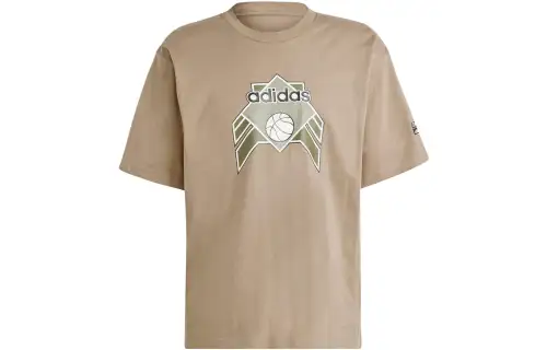 Adidas Originals T Shirts Men's Coffee Crew Neck Moderate Straight Fit