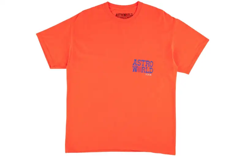 Travis Scott T Shirts Men's Orange Crew Neck Moderate Straight Fit