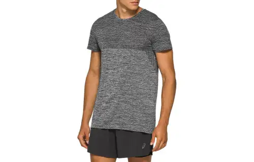 ASICS T Shirts Men's Black Crew Neck Moderate Straight Fit
