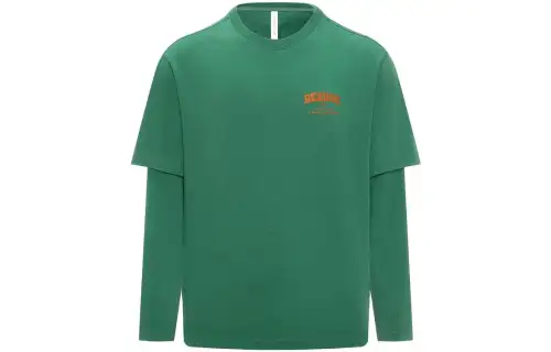 Reebok T Shirts Unisex Dark Green Crew Neck Moderate Mock Two Piece