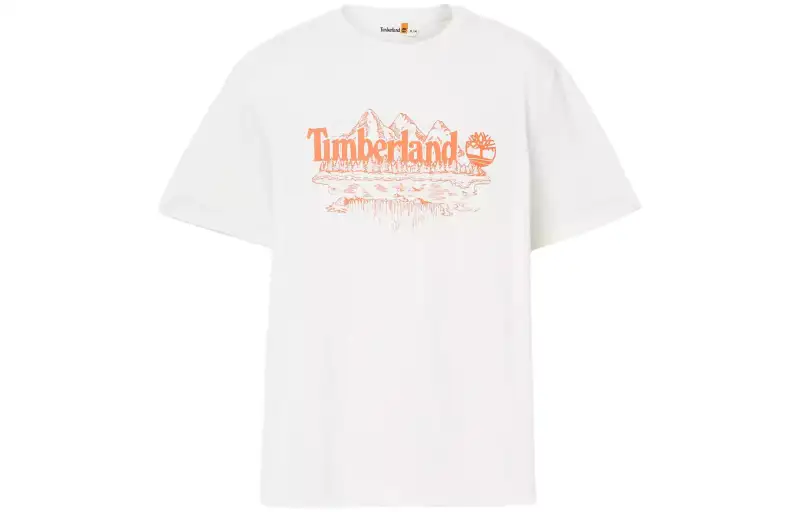 Timberland T Shirts Men's White Crew Neck Moderate Straight Fit