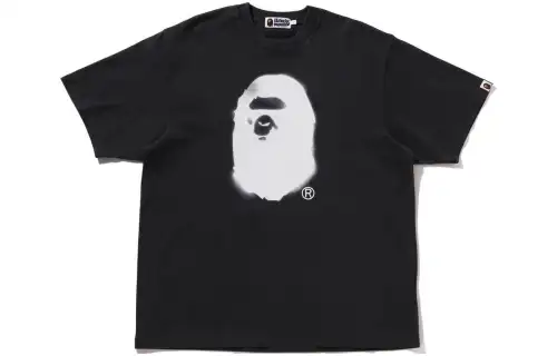 A BATHING APE Spray Ape Head Garment Dyed Relaxed Fit Tee