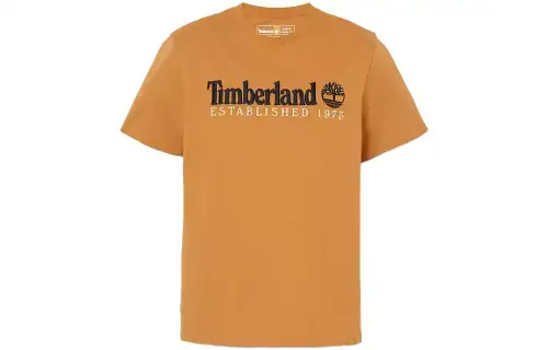 Timberland T Shirts Men's Orange Crew Neck Moderate Straight Fit