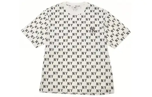 MLB New York Yankees T Shirts Unisex Cream Crew Neck Moderate Straight Fit
