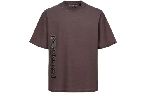 EVISU T Shirts Men's Fuchsia Crew Neck Moderate Straight Fit