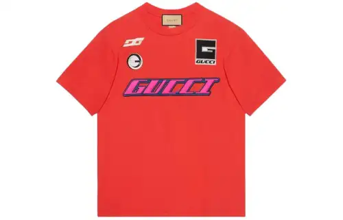 GUCCI T Shirts Men's Red Crew Neck Moderate Straight Fit