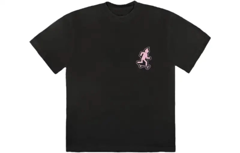 Travis Scott T Shirts Men's Black Crew Neck Moderate Straight Fit
