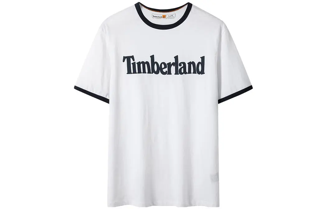 Timberland T-Shirts Men's White Crew Neck Moderate Straight Fit