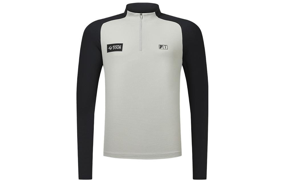 FILA Golf T Shirts Men's Monotonous Gray Stand Collar Moderate Straight Fit
