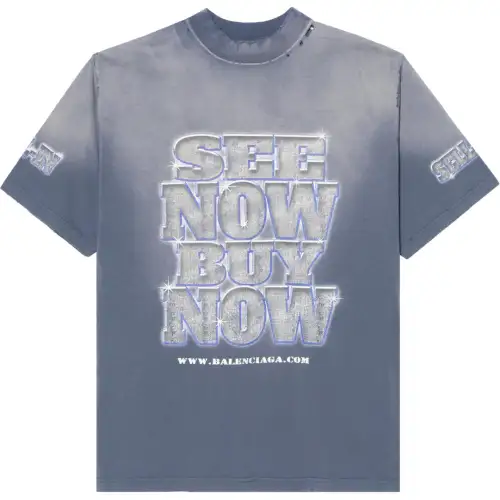 Balenciaga T Shirt Loose Fit Unisex Blue