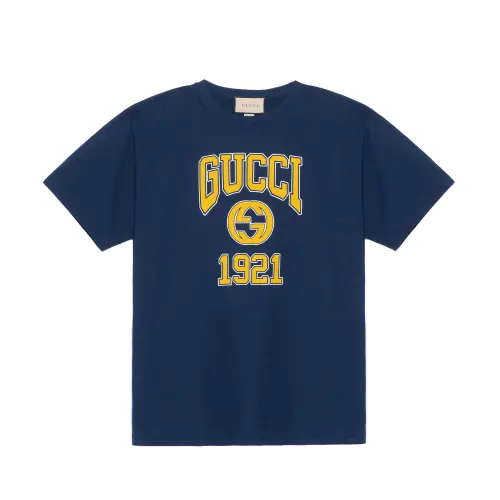 GUCCI Logo Print T-shirt Navy Blue