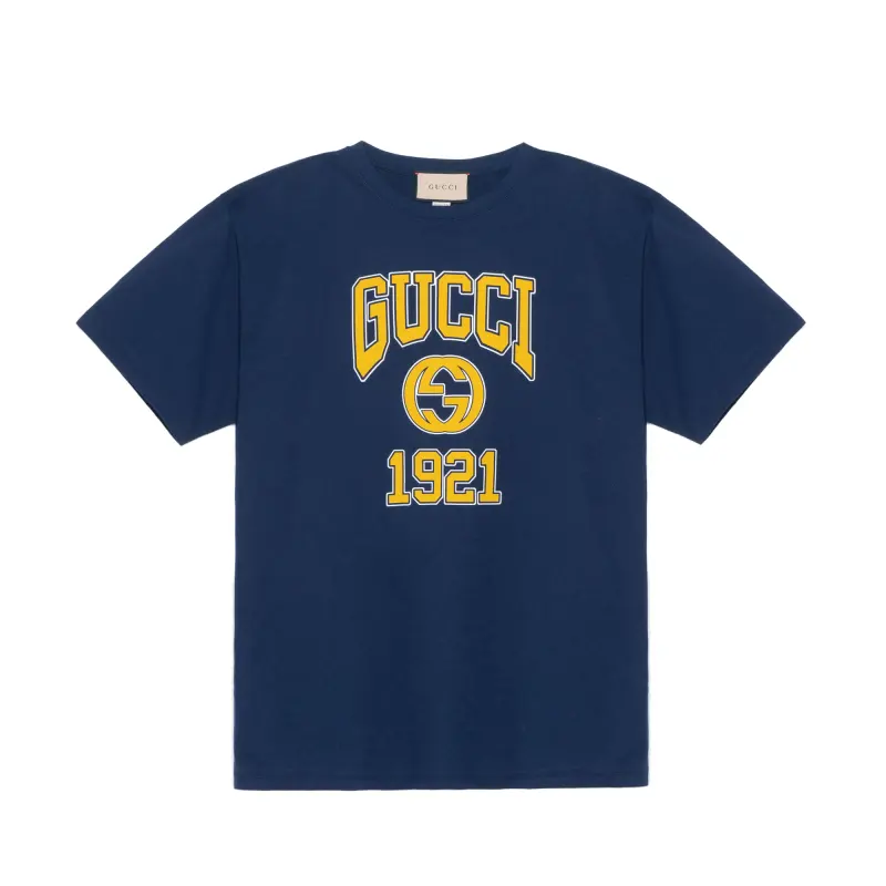 GUCCI Logo Print T-shirt Navy Blue