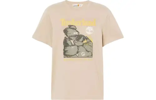 Timberland T Shirts Men's Khaki Crew Neck Moderate Straight Fit