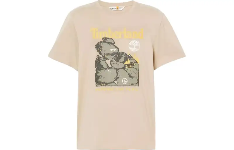 Timberland T Shirts Men's Khaki Crew Neck Moderate Straight Fit