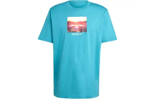 Adidas Originals Sunset Graphic Tee T Shirt Men's Arctic Ocean Blue